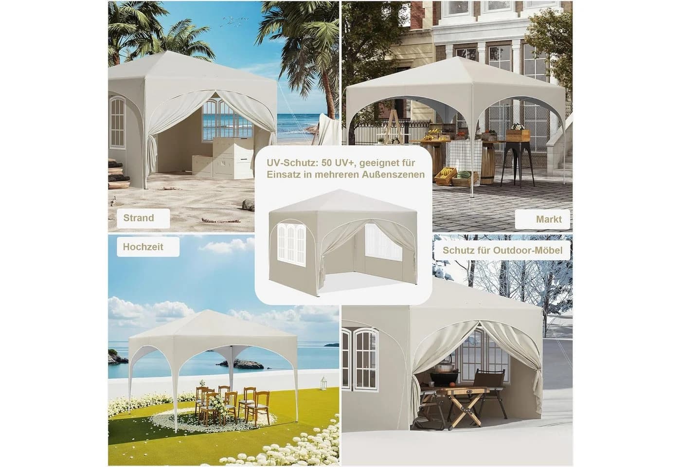 EUGAD Pavillon 3x3 m mit 4 Seitenwänden und Fenstern - Bild 4