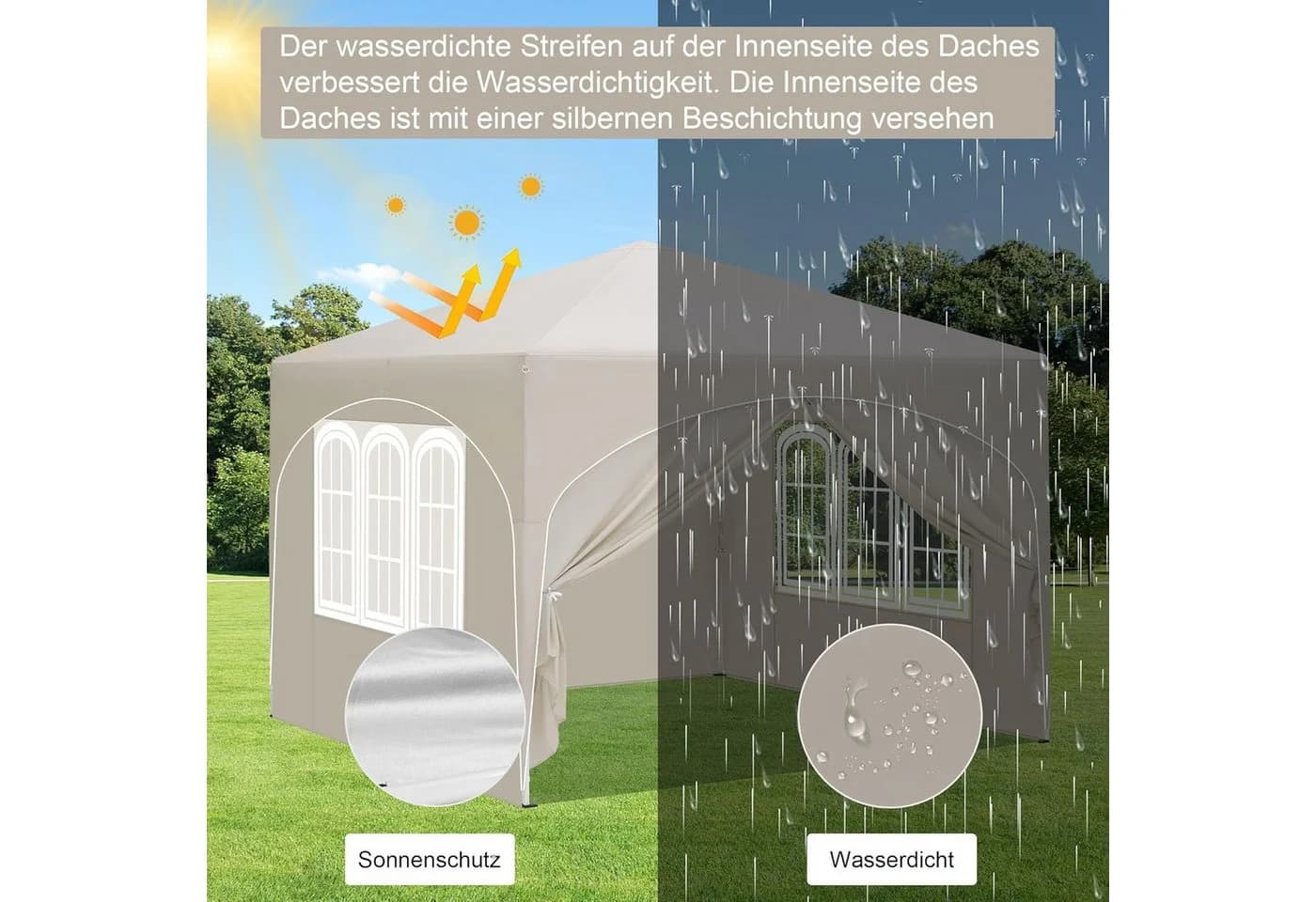 EUGAD Pavillon 3x3 m mit 4 Seitenwänden und Fenstern - Bild 5