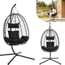EUGAD Hängesessel mit Relaxfunktion Anthrazit PE-Rattan Bild 2