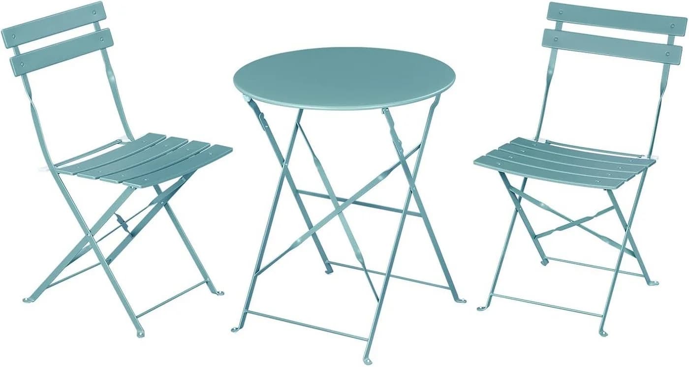 EUGAD Balkonset 3-tlg. Metall Beige/Blau Klappbar - Bild 2