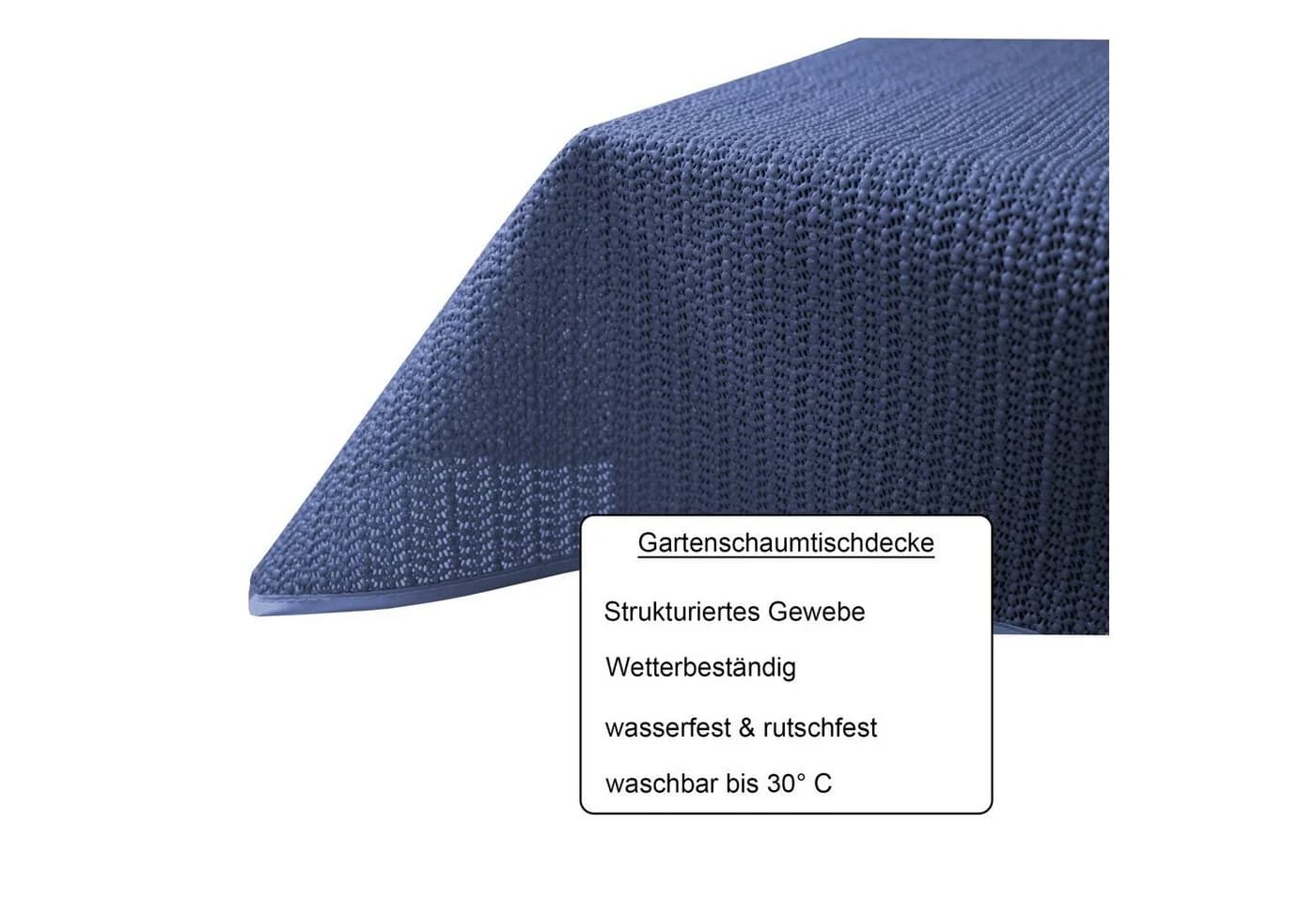 Haus und Deko PVC Tischdecke Outdoor Blau Rutschfest Wetterfest