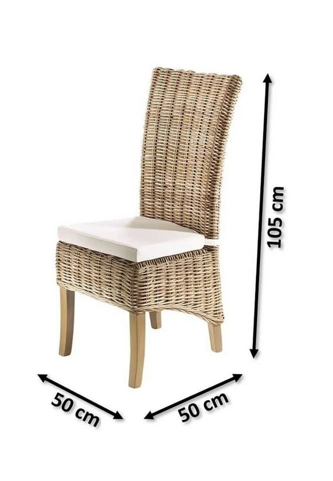 Kobolo Rattanstuhl NEWPORT Hochlehner Grau Kubu Grey mit Kissen