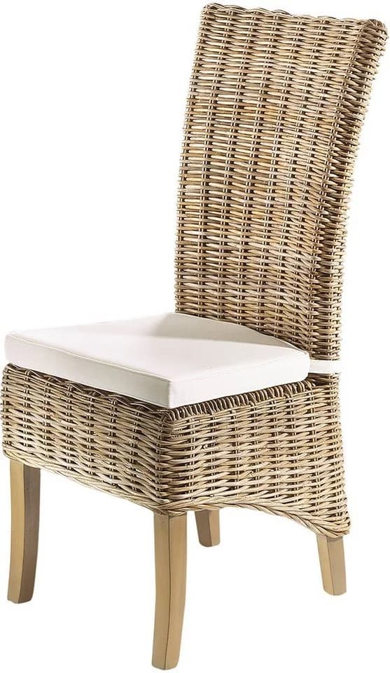 Kobolo Rattanstuhl NEWPORT Hochlehner Grau Kubu Grey mit Kissen - Bild 2