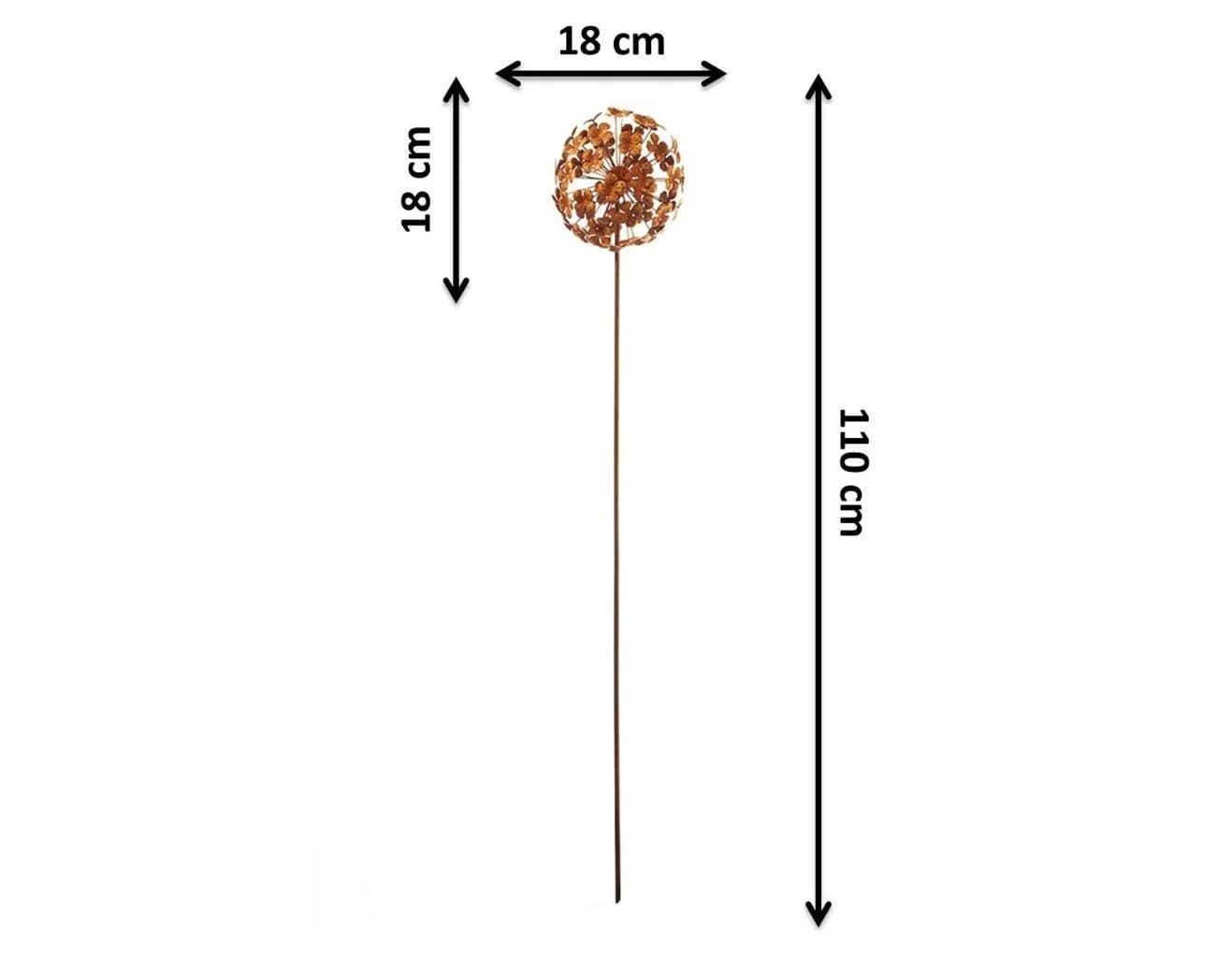 Kobolo Gartenstecker Rusty Flower Ball 110 cm Metall - Bild 3