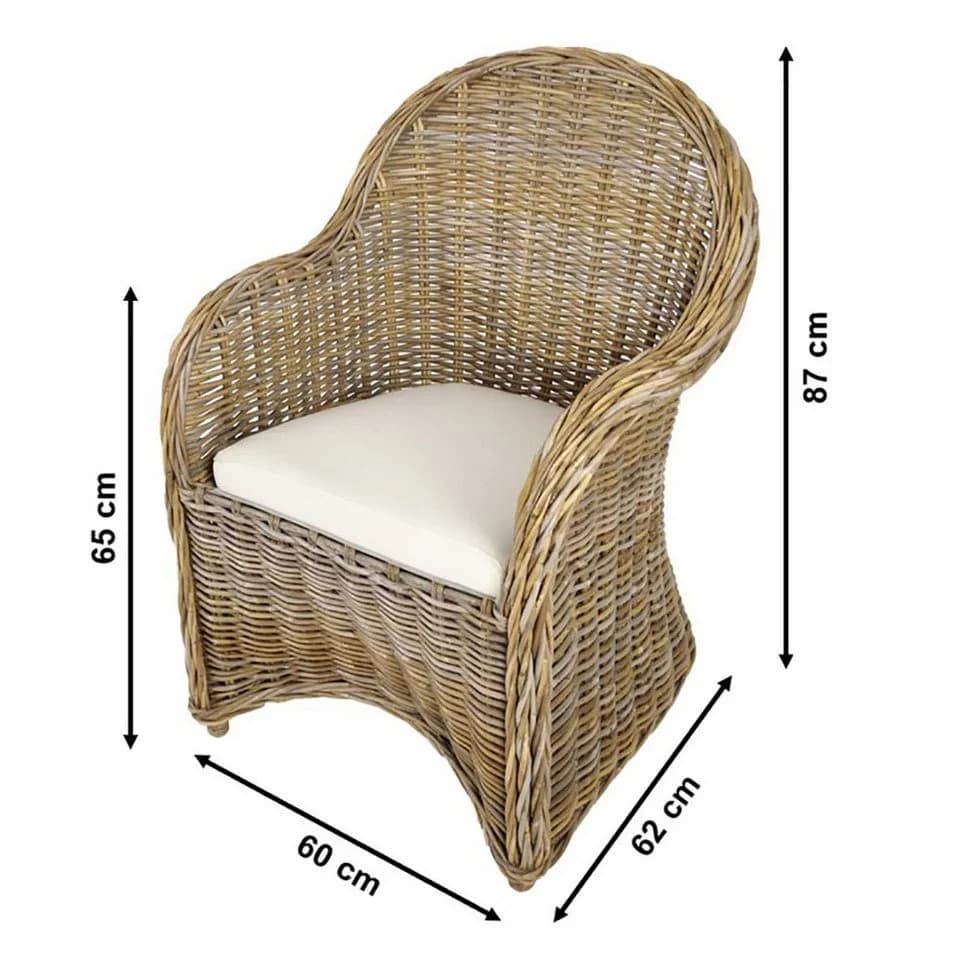 Kobolo Rattansessel BOSTON NEW Rattan Kubu Grey