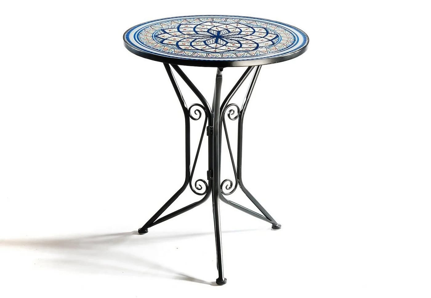 Kobolo Balkonset Sitzgruppe Gartenmöbel Tisch Stühle Metall Mosaik Blau Weiß - Bild 5