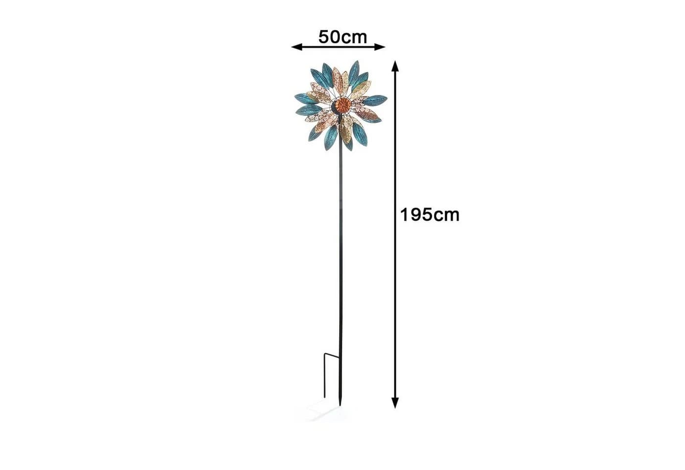 Kobolo Gartenstecker Windrad XXL Metall Braun Ornament - Bild 4
