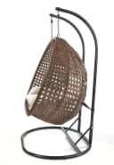 Kobolo Hängesessel BRUNO Polyrattan mit Gestell und Kissen - Braun Bild 1
