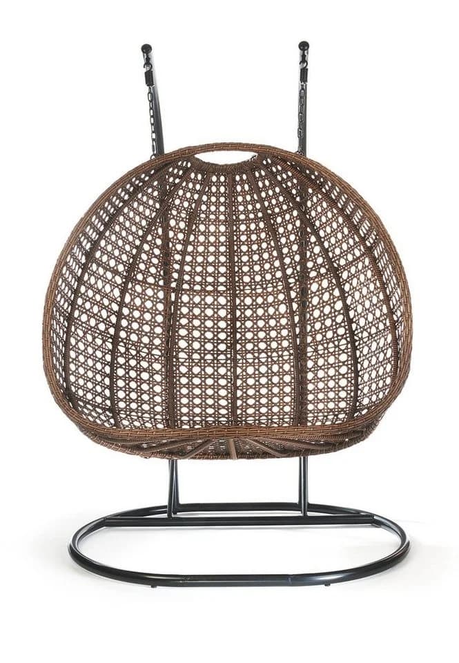 Kobolo Hängesessel BRUNO Polyrattan mit Gestell und Kissen - Braun - Bild 4