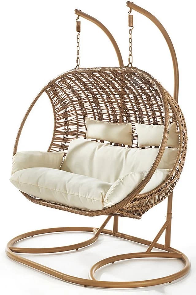 Kobolo Hängesessel Hängekorb MAKENA Polyrattan Braun für 2 Personen - Bild 2