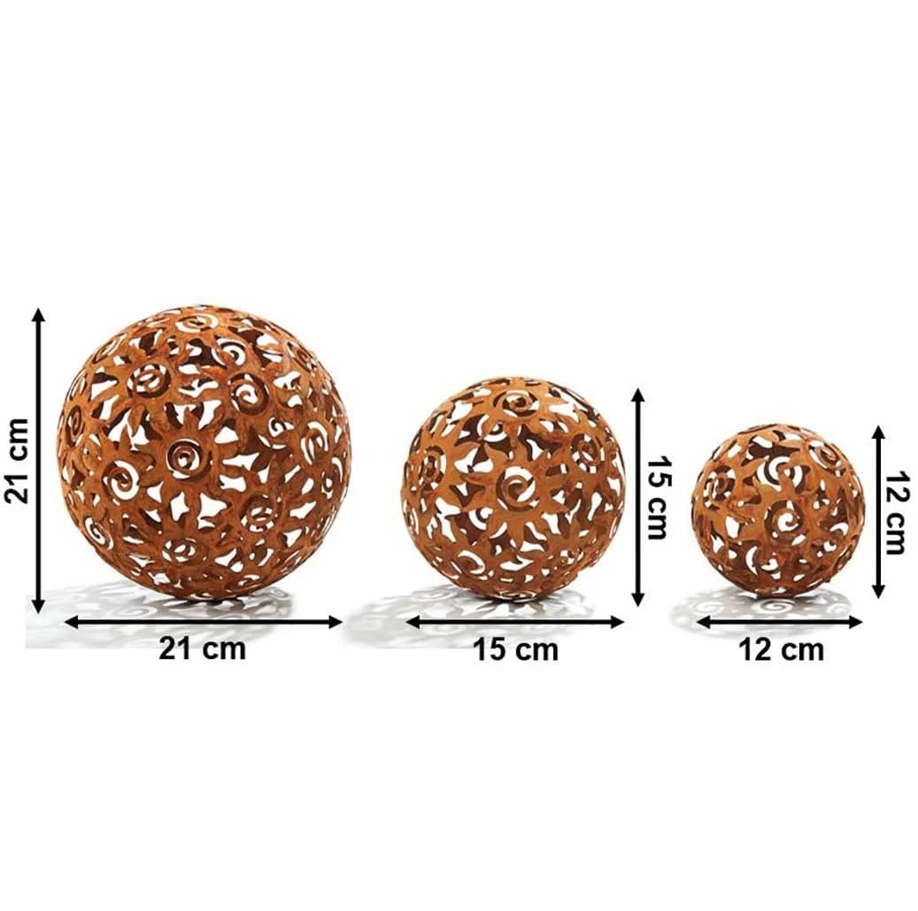 Kobolo Gartenkugel KUMA Rostoptik 3er Set Metall - Bild 3