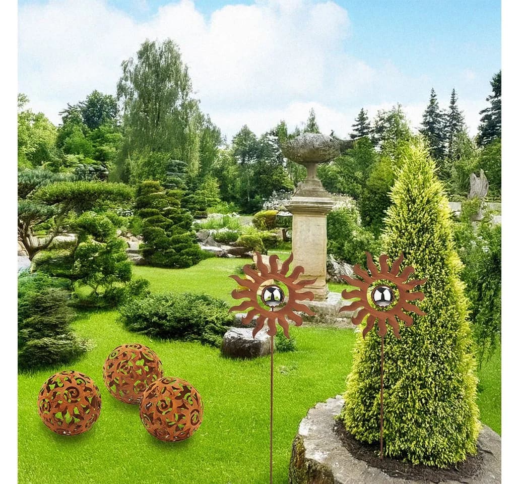 Kobolo Gartenstecker FREYA Sonne Rostoptik