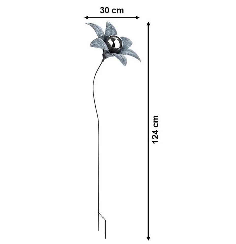 Kobolo Gartenstecker Blume Grau/Silber 2er Set Metall