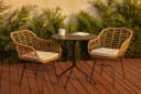 Kobolo Gartenstuhl 4-Fuß Retro Braunes Polyrattan mit Kissen Bild 1