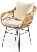 Kobolo Gartenstuhl 4-Fuß Retro Braunes Polyrattan mit Kissen Bild 5