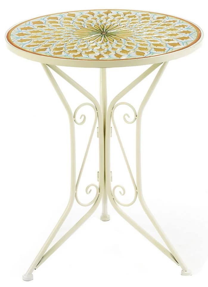 Kobolo Beistelltisch Gartentisch Mediterran Mosaikoptik 71x61cm - Bild 2