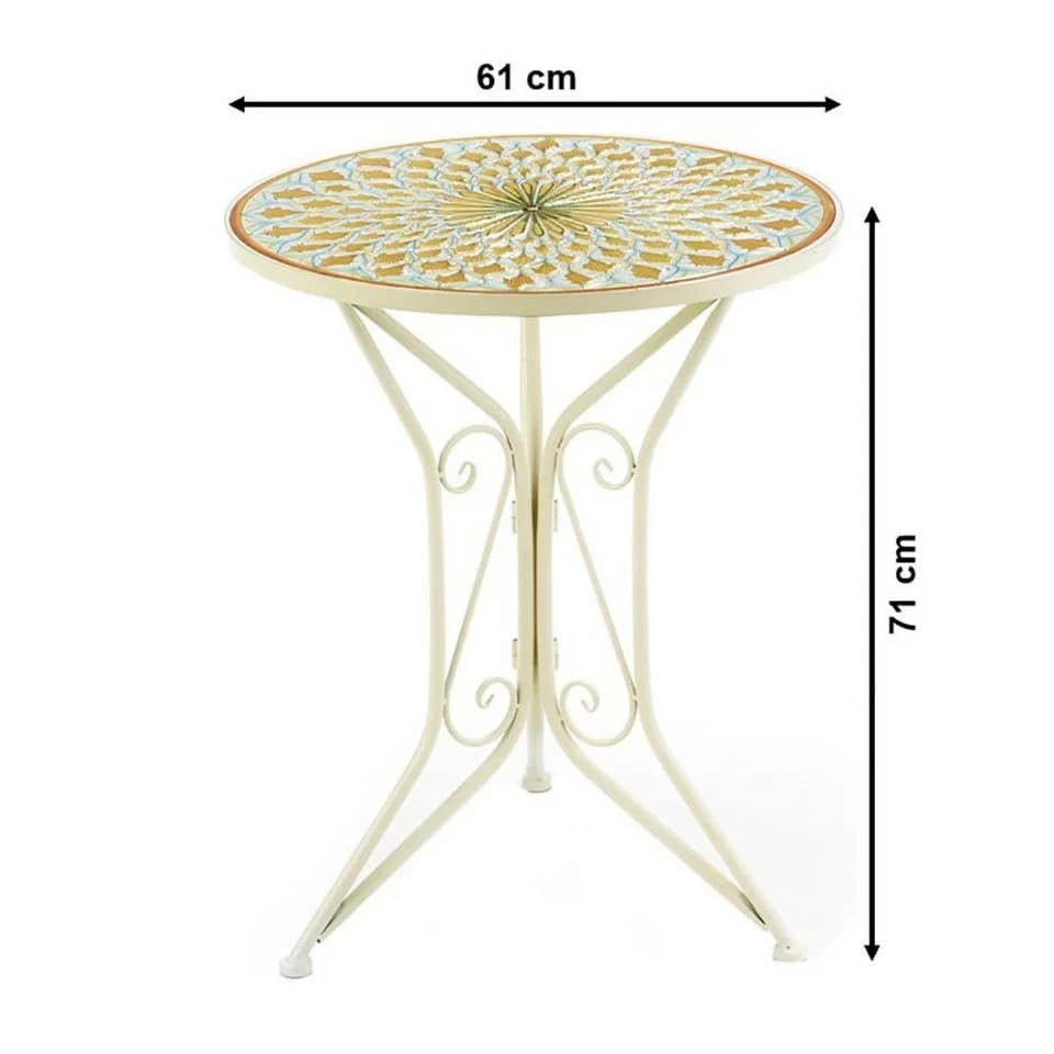 Kobolo Beistelltisch Gartentisch Mediterran Mosaikoptik 71x61cm - Bild 3