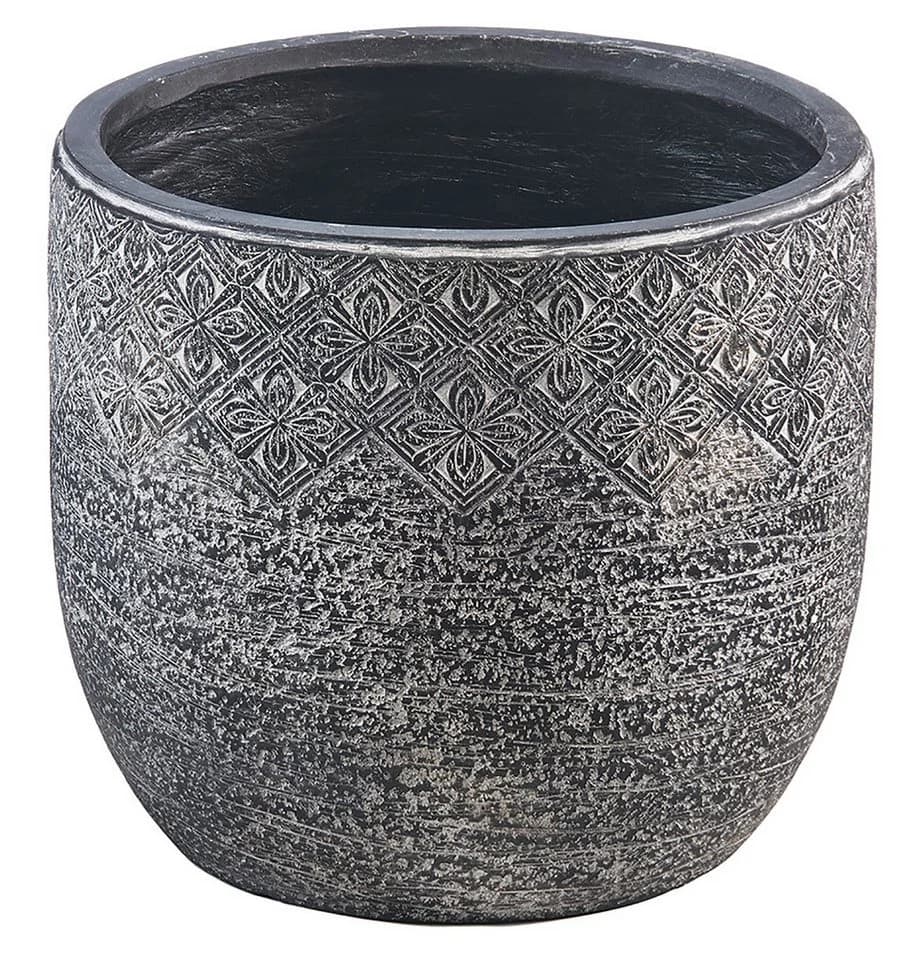 Kobolo Pflanztopf STONE groß grau Fiberglas mit Entwässerungsloch - Bild 2