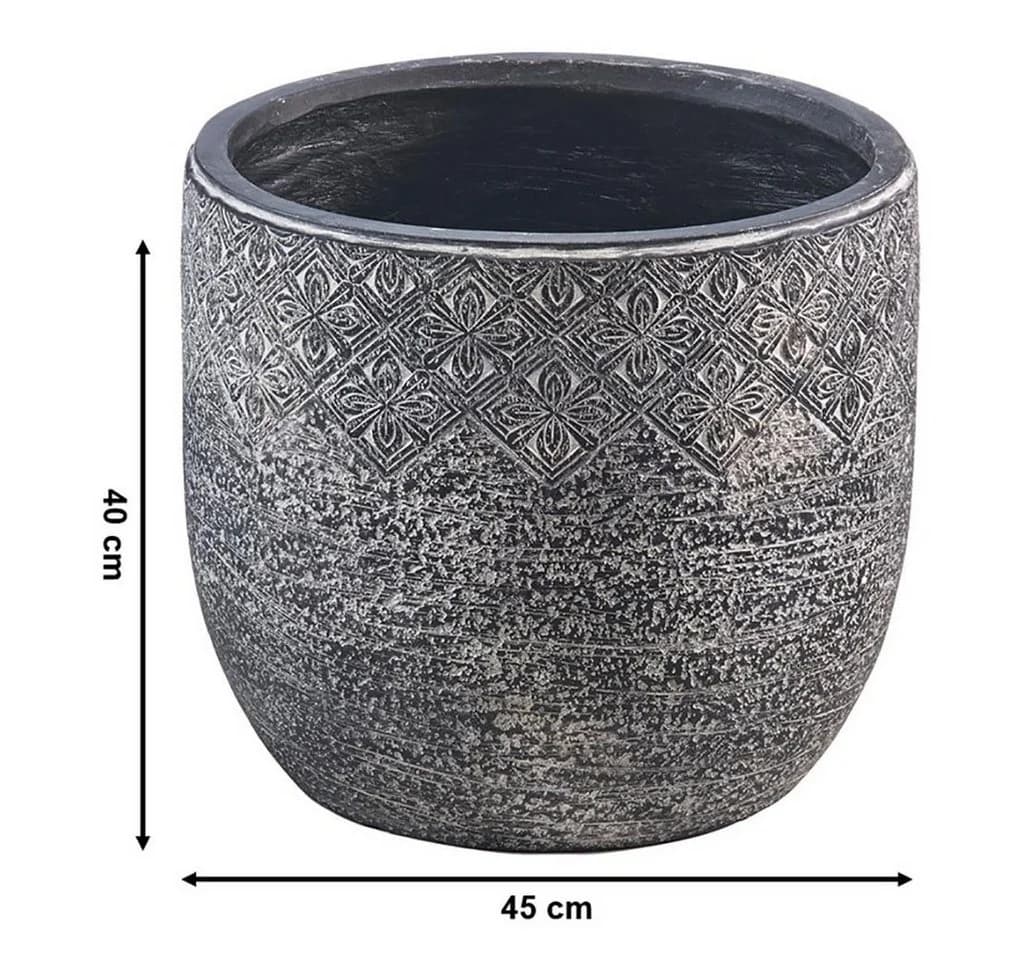 Kobolo Pflanztopf STONE groß grau Fiberglas mit Entwässerungsloch - Bild 3