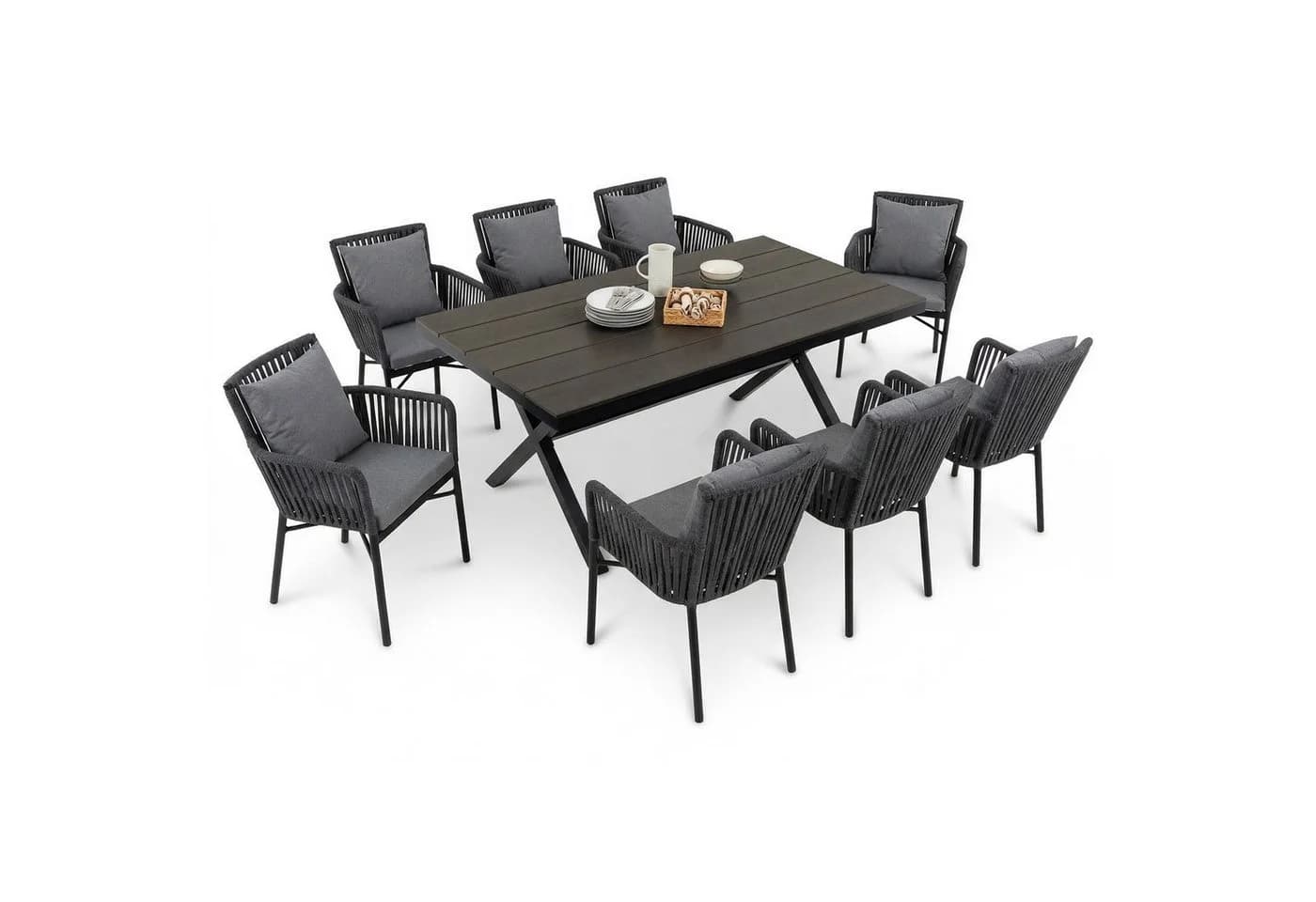 IDIMEX Garten-Essgruppe AFUERA, 8 Personen, Schwarz