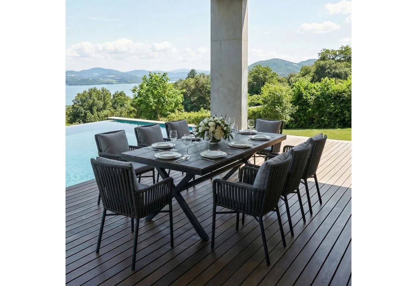 IDIMEX Garten-Essgruppe AFUERA, 8 Personen, Schwarz - Bild 2