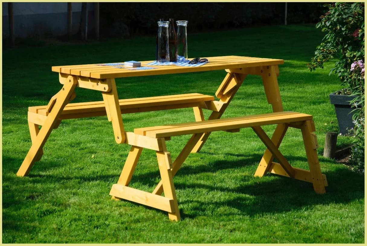 Dobar 2-in-1 Gartentisch mit Sitzbank Gelb - Bild 2