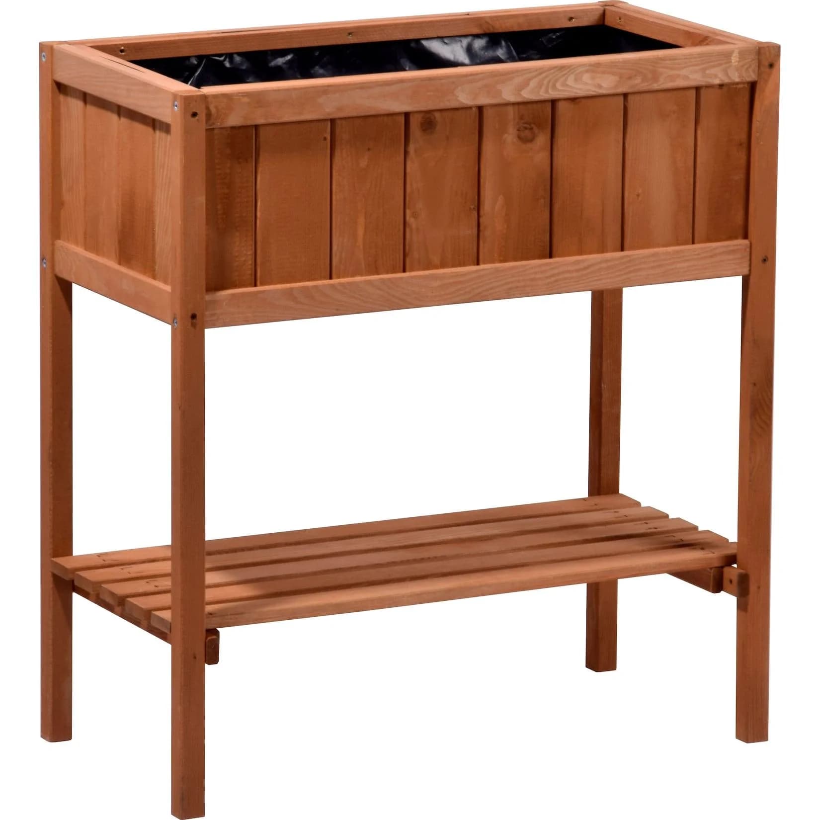 dobar Hochbeet mit Ablage Braun Holz