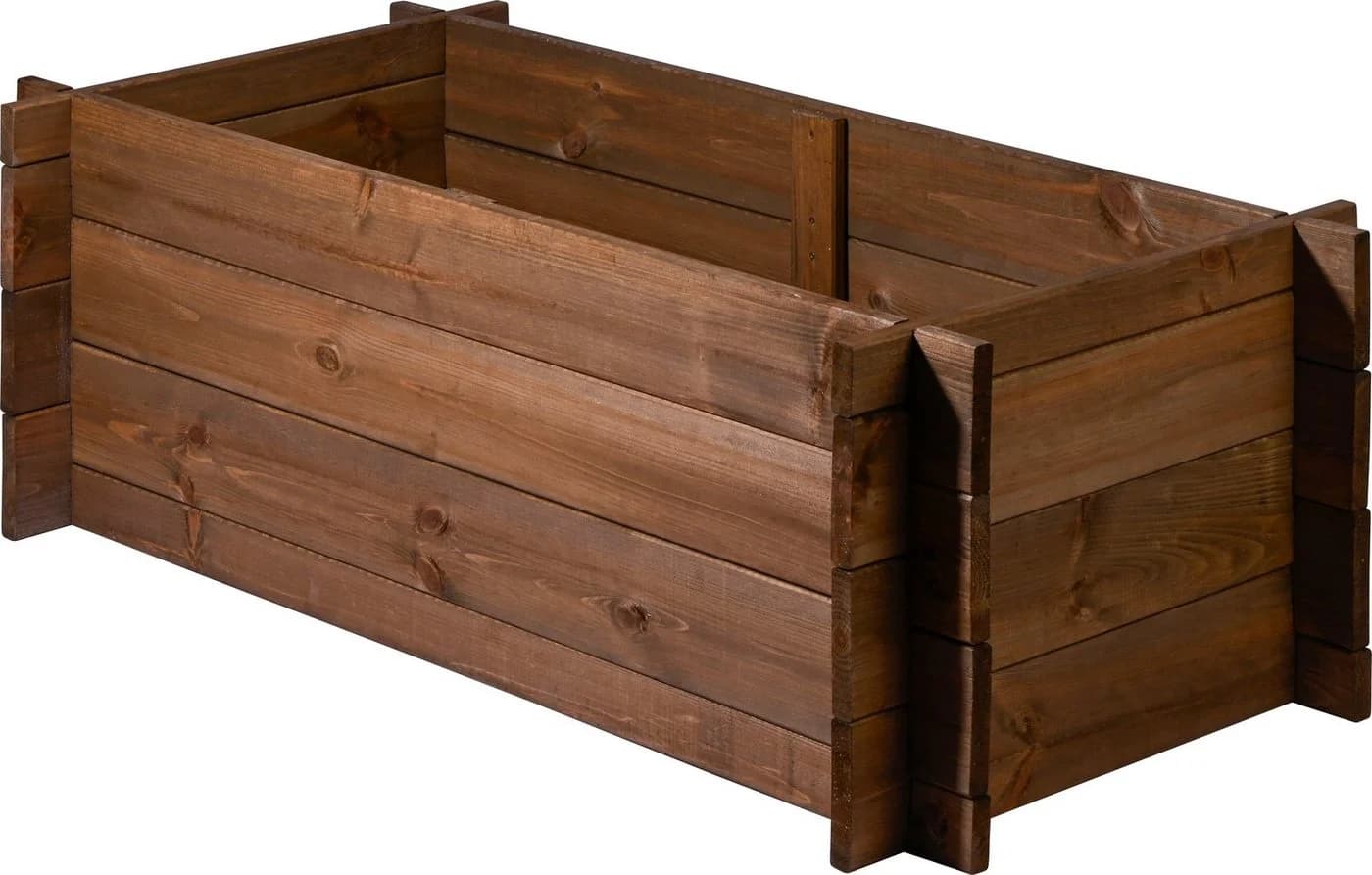 Dobar Hochbeet mit Stecksystem Pflanzkasten Massivholz Kiefer Dunkelbraun - Bild 3