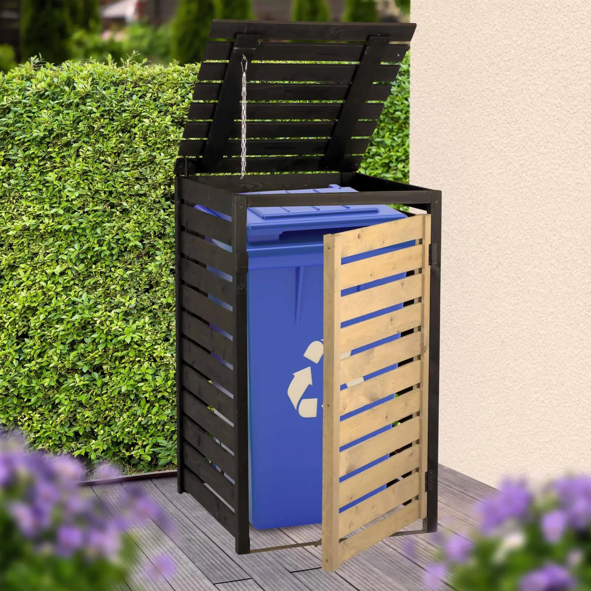 Mülltonnenbox DOBAR Mülltonnenverkleidung 120 L Schwarz Anthrazit - Bild 2