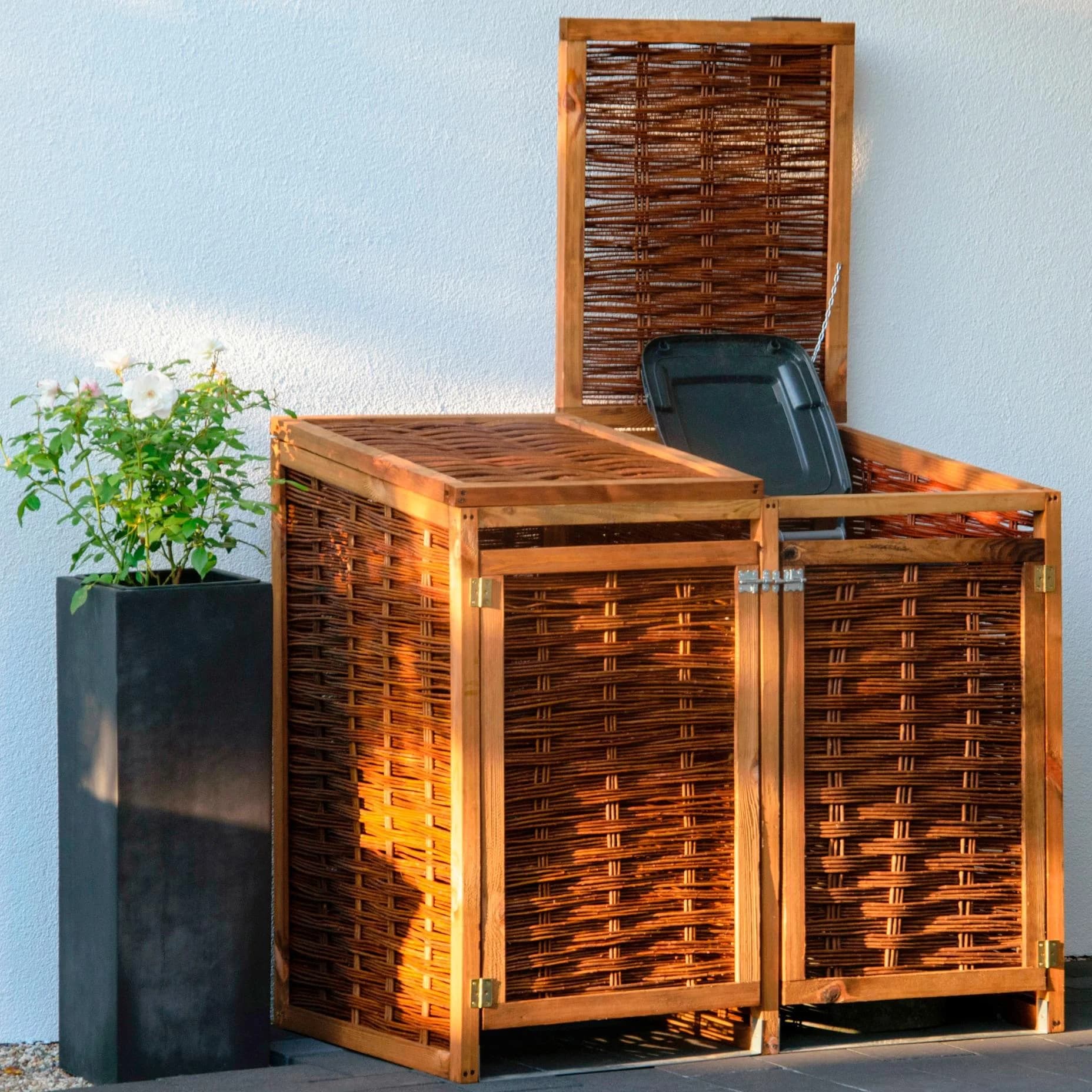Dobar Mülltonnenbox Braun Holzwerkstoff 2x120l UV-beständig - Bild 2