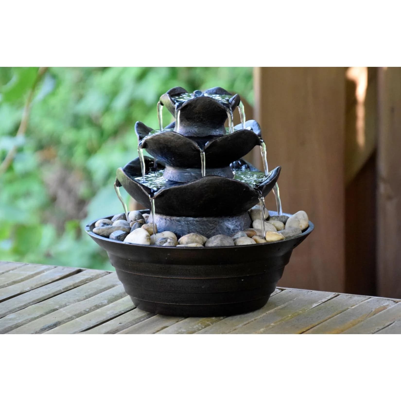 Dobar Zimmerbrunnen Schwarz Polyresin 4 Schalen