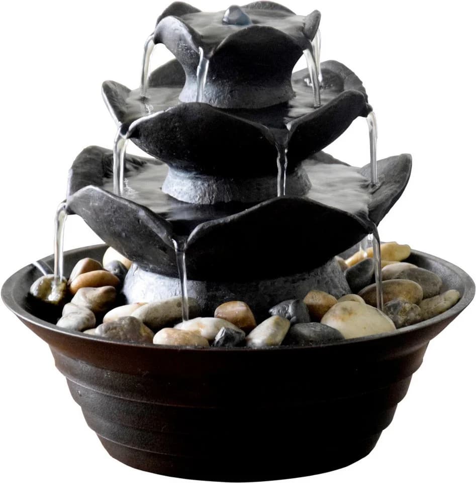 Dobar Zimmerbrunnen Schwarz Polyresin 4 Schalen - Bild 2