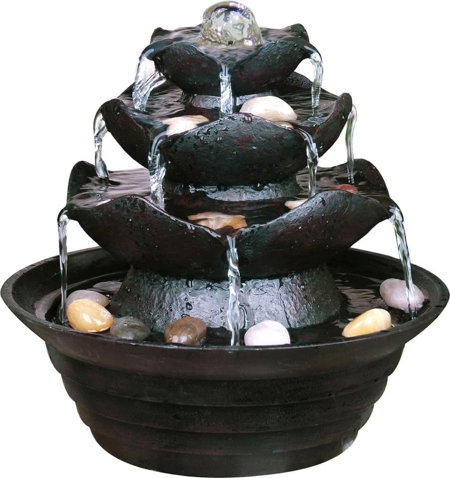 Dobar Zimmerbrunnen Schwarz Polyresin 4 Schalen - Bild 3
