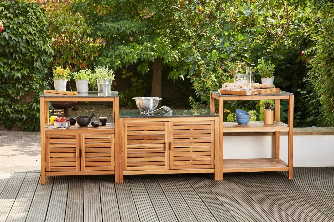 Gartentisch SIENA GARDEN Riva Braun Massivholz
