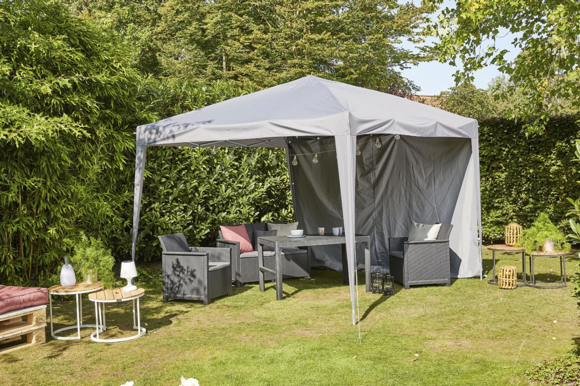 SIENA GARDEN Pavillon Starter Grau/Taupe 300x300 cm mit Seitenwänden - Bild 2