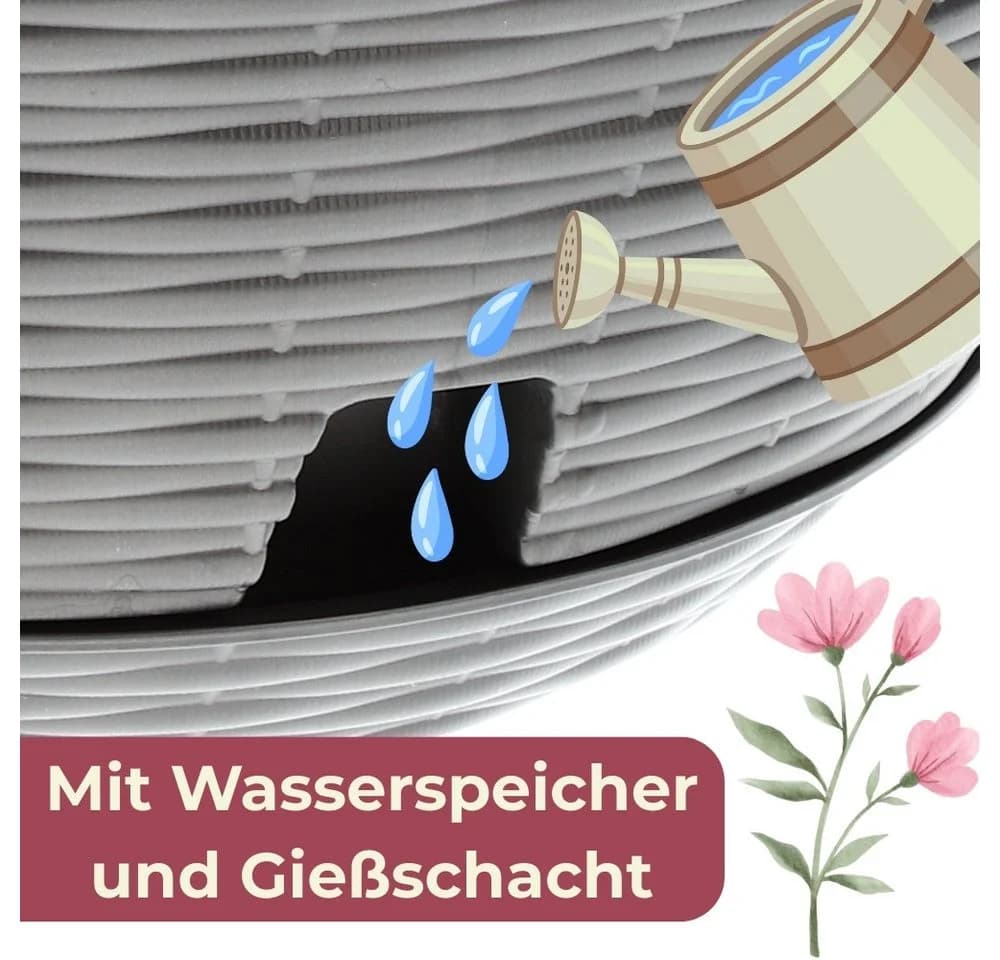 GarPet Blumenampel Hängend mit Wasserspeicher Anthrazit/Weiß - Bild 5
