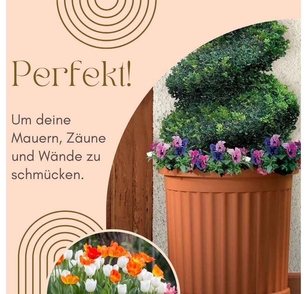 GarPet Pflanzkübel Halbrund Groß 35L Grau Terrakotta - Bild 3