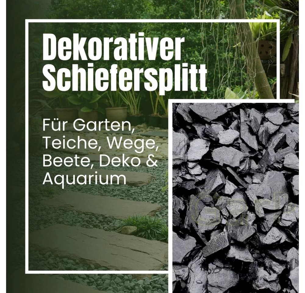 GarPet Schiefersplitt Garten 25 kg Zierkies Schwarz Schieferbruch Dekostein - Bild 3