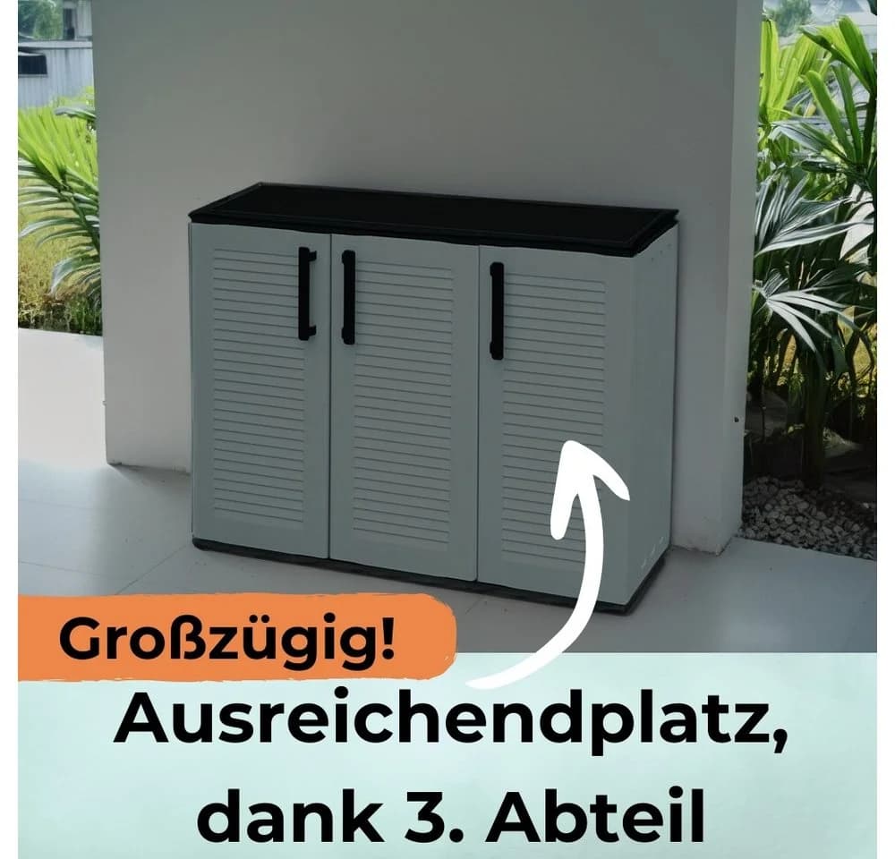 GarPet Garten-Geräteschrank 3-türig Wetterfest Grau-Schwarz Kunststoff - Bild 4