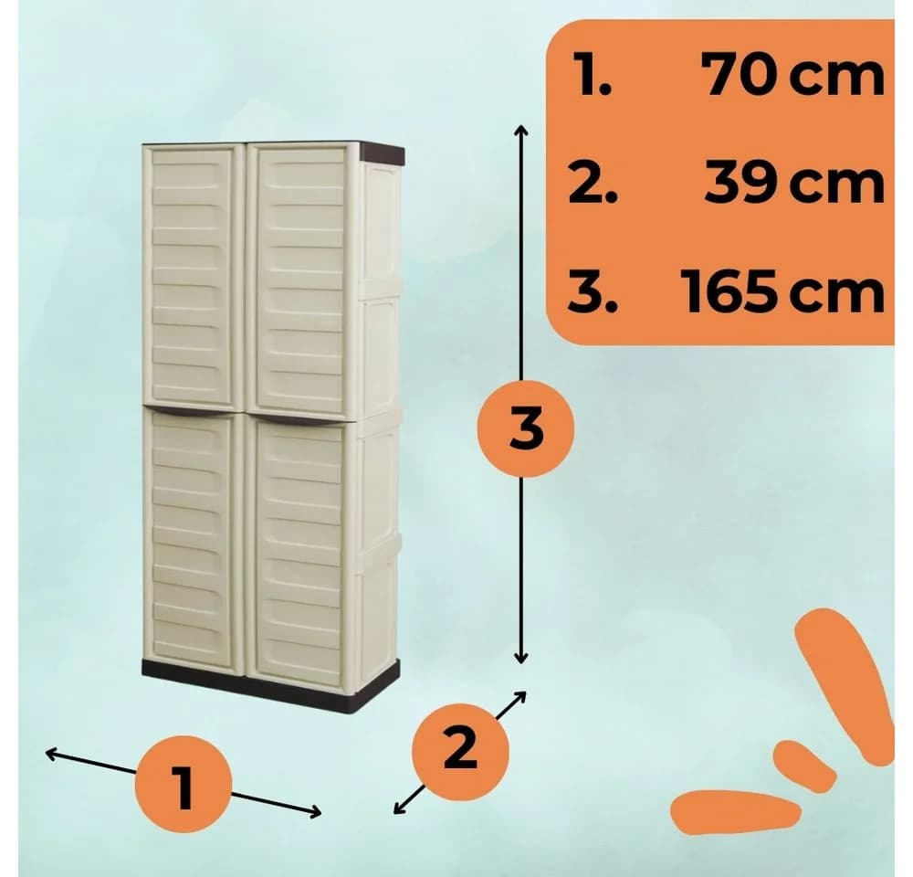 GarPet Gartenschrank Kunststoff wasserdicht Elfenbein/Taupe