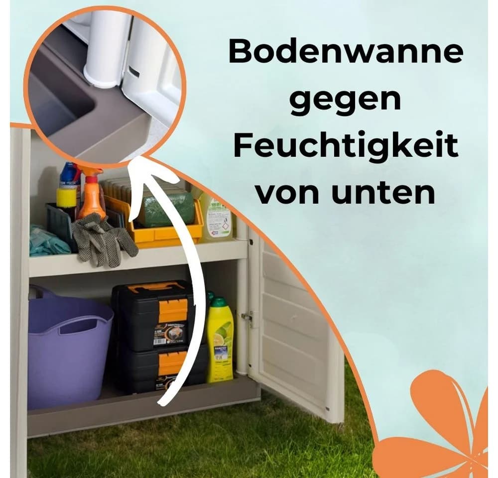 GarPet Gartenschrank Kunststoff wasserdicht Elfenbein/Taupe - Bild 3
