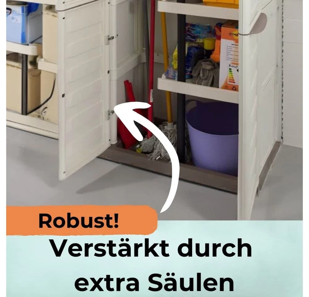 GarPet Gartenschrank Kunststoff wasserdicht Elfenbein/Taupe - Bild 4