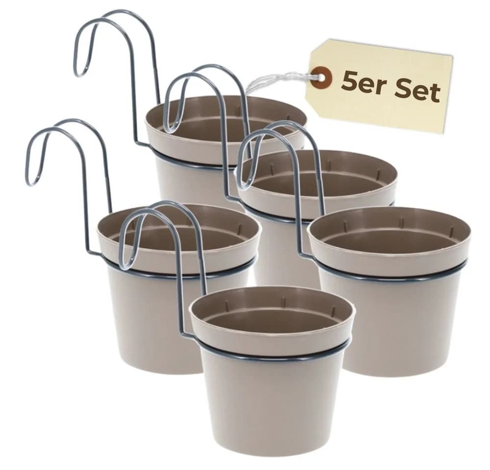 GarPet Hängender Blumentopf 5er Set Taupe Metall - Bild 2
