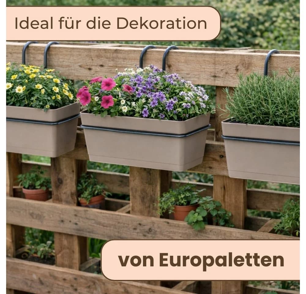 GarPet Blumenkasten 3er Set mit Halterung Taupe - Bild 3
