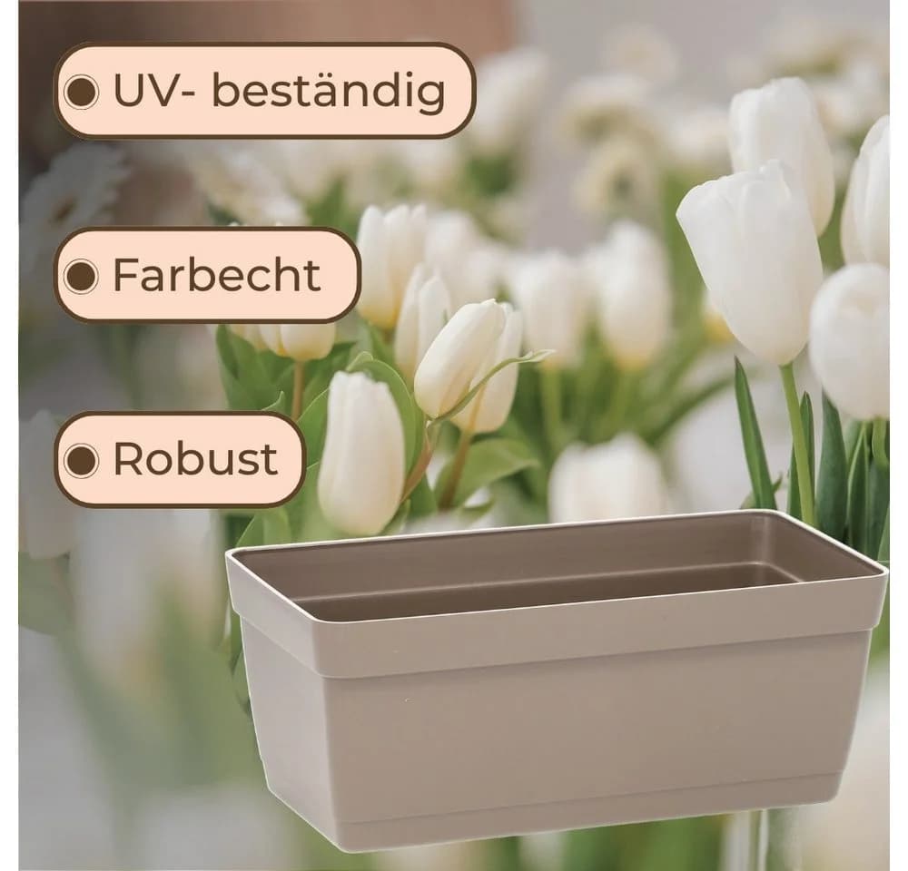 GarPet Blumenkasten 3er Set mit Halterung Taupe - Bild 5