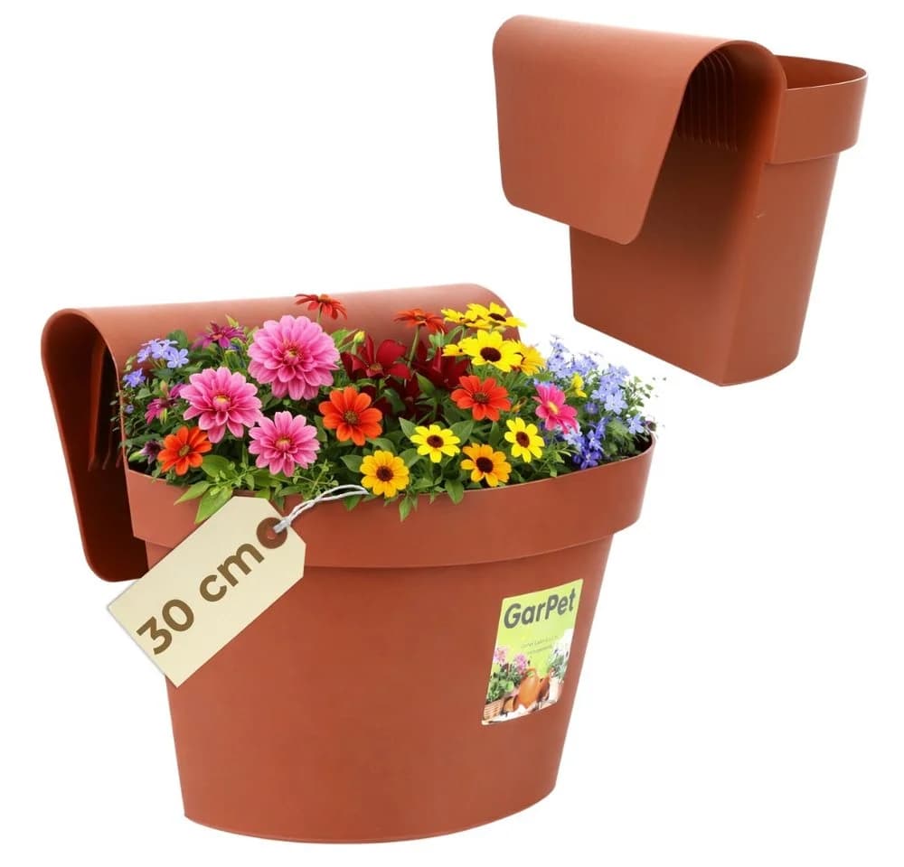 GarPet Balkonkasten Geländertopf mit Wasserspeicher Anthrazit/Terracotta - Bild 2