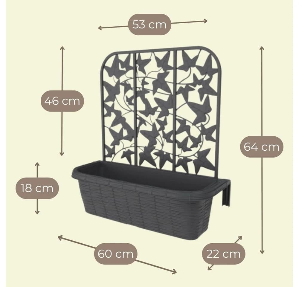 GarPet Blumenkasten 2er Set Anthrazit/Weiß mit Spalier Wasserspeicher