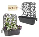 GarPet Blumenkasten 2er Set Anthrazit/Weiß mit Spalier Wasserspeicher Bild 2