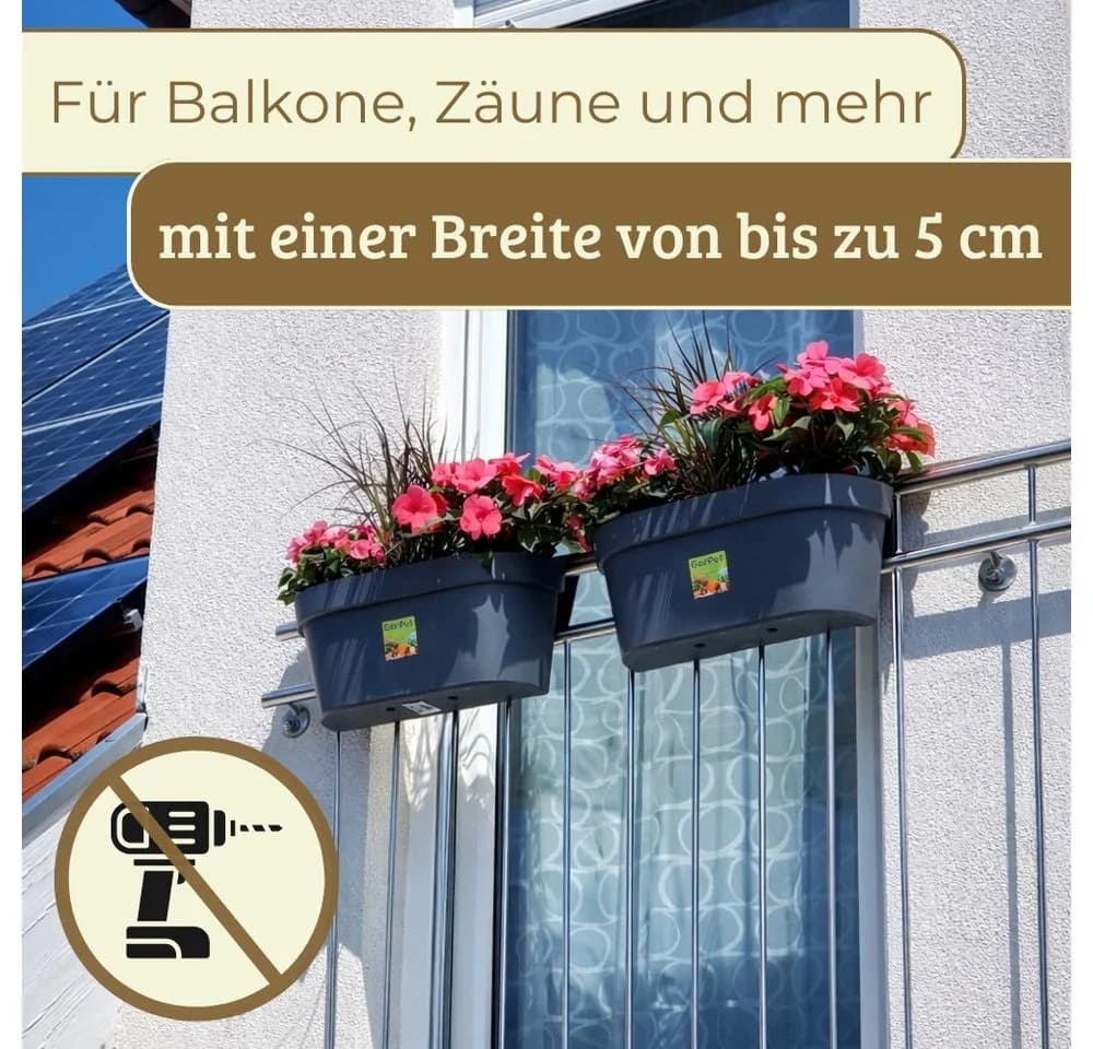 GarPet Balkonkasten 2er Set Anthrazit mit Wasserspeicher - Bild 4