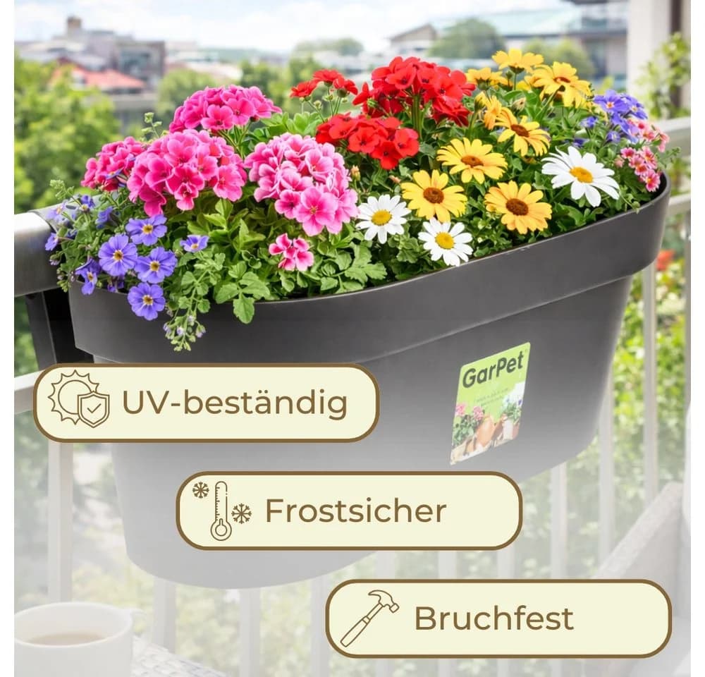 GarPet Balkonkasten 2er Set Anthrazit mit Wasserspeicher - Bild 5